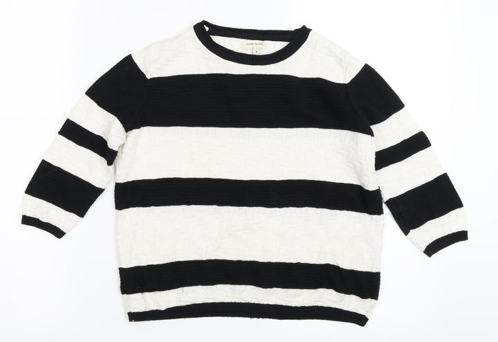 River Island Womens Black Striped  Pullover Jumper Size 6