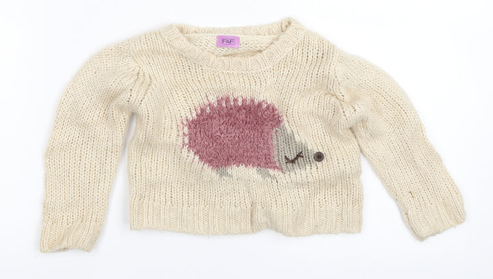 F&F Girls Beige Pullover Jumper Size 12-18 Months