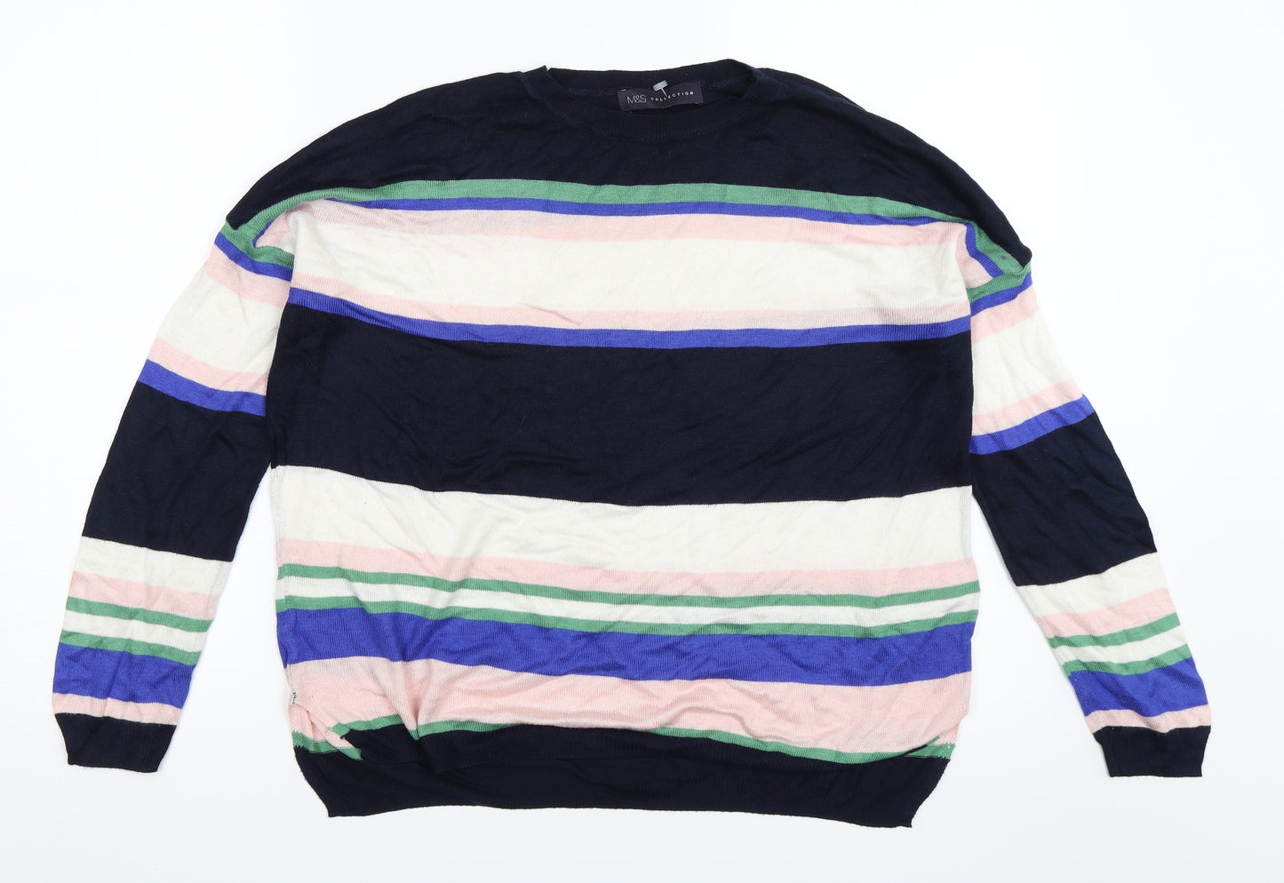 Marks and Spencer Womens Blue Striped  Pullover Jumper Size M