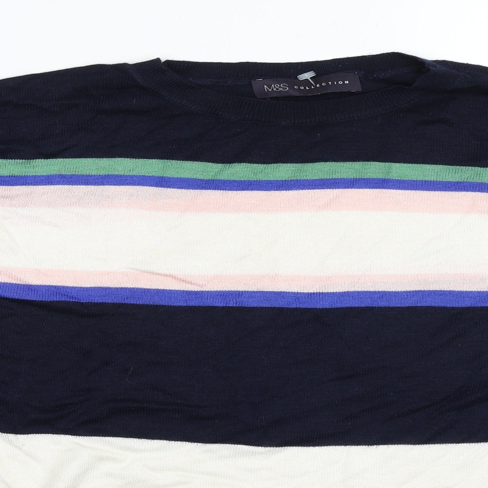 Marks and Spencer Womens Blue Striped  Pullover Jumper Size M