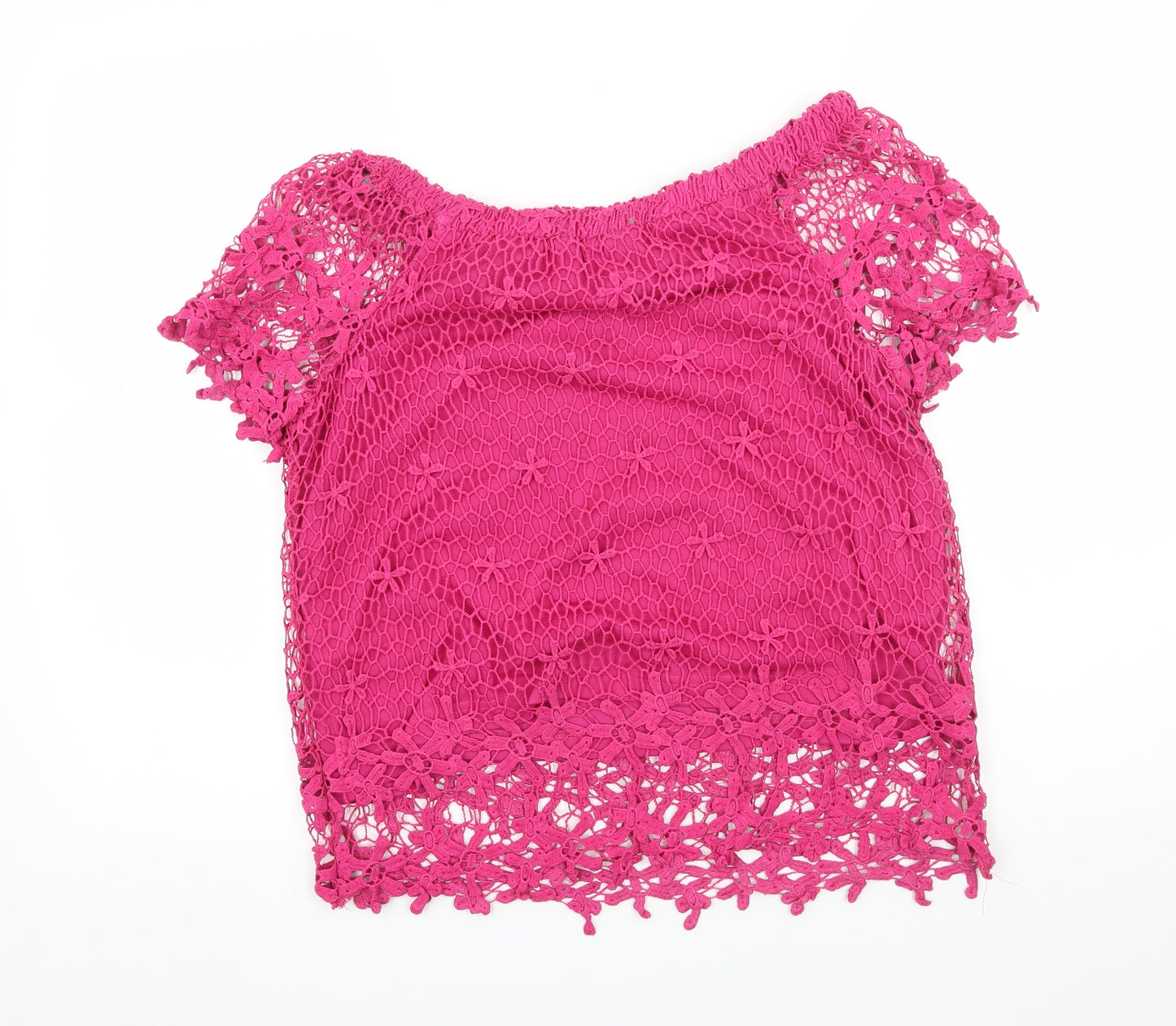 Papaya Womens Pink  Lace Basic T-Shirt Size 12