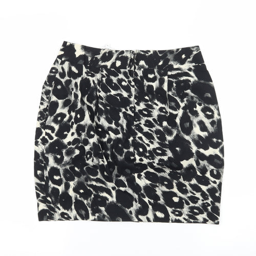 New Look Womens Black Geometric Jersey A-Line Skirt Size 8