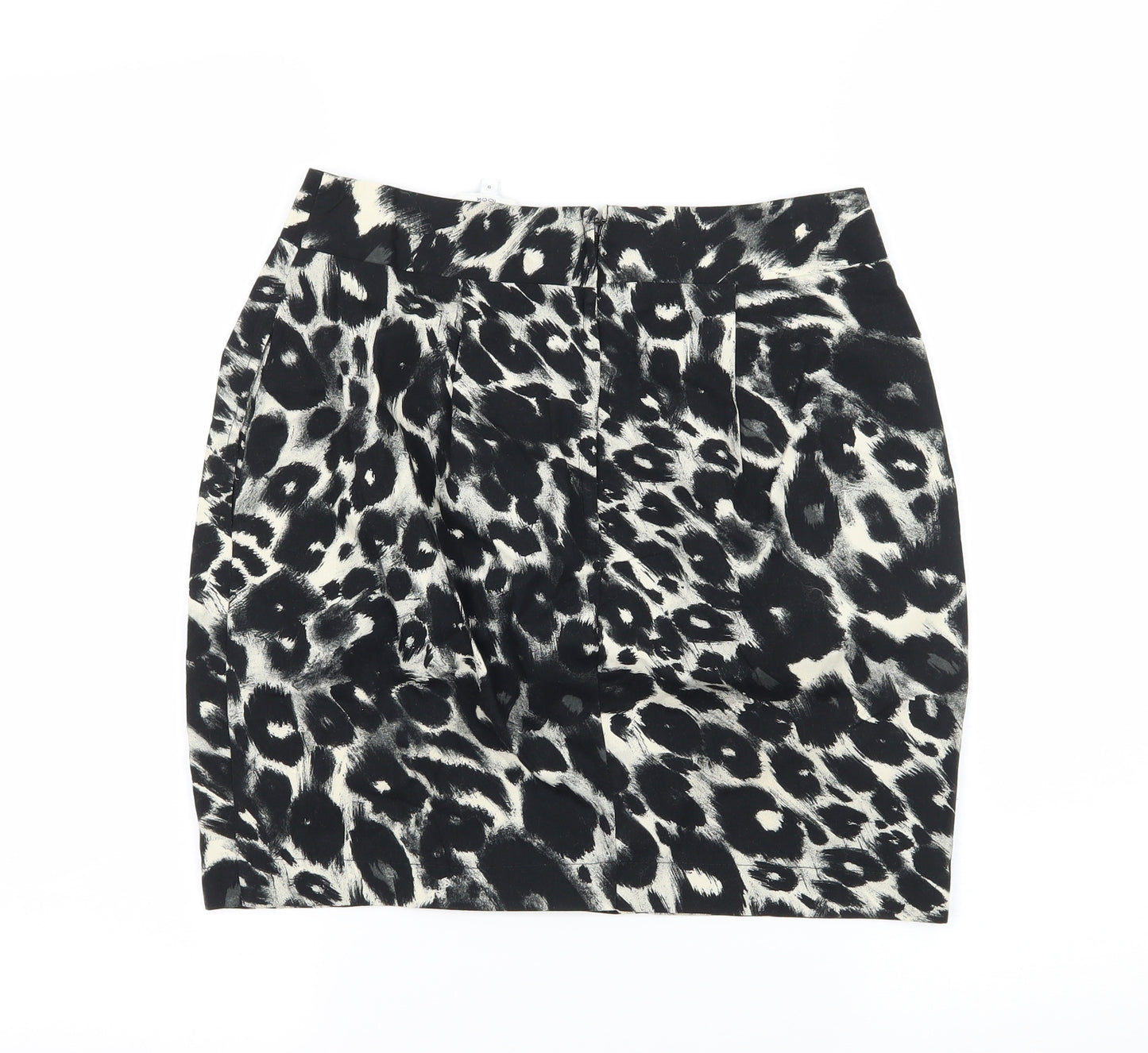 New Look Womens Black Geometric Jersey A-Line Skirt Size 8