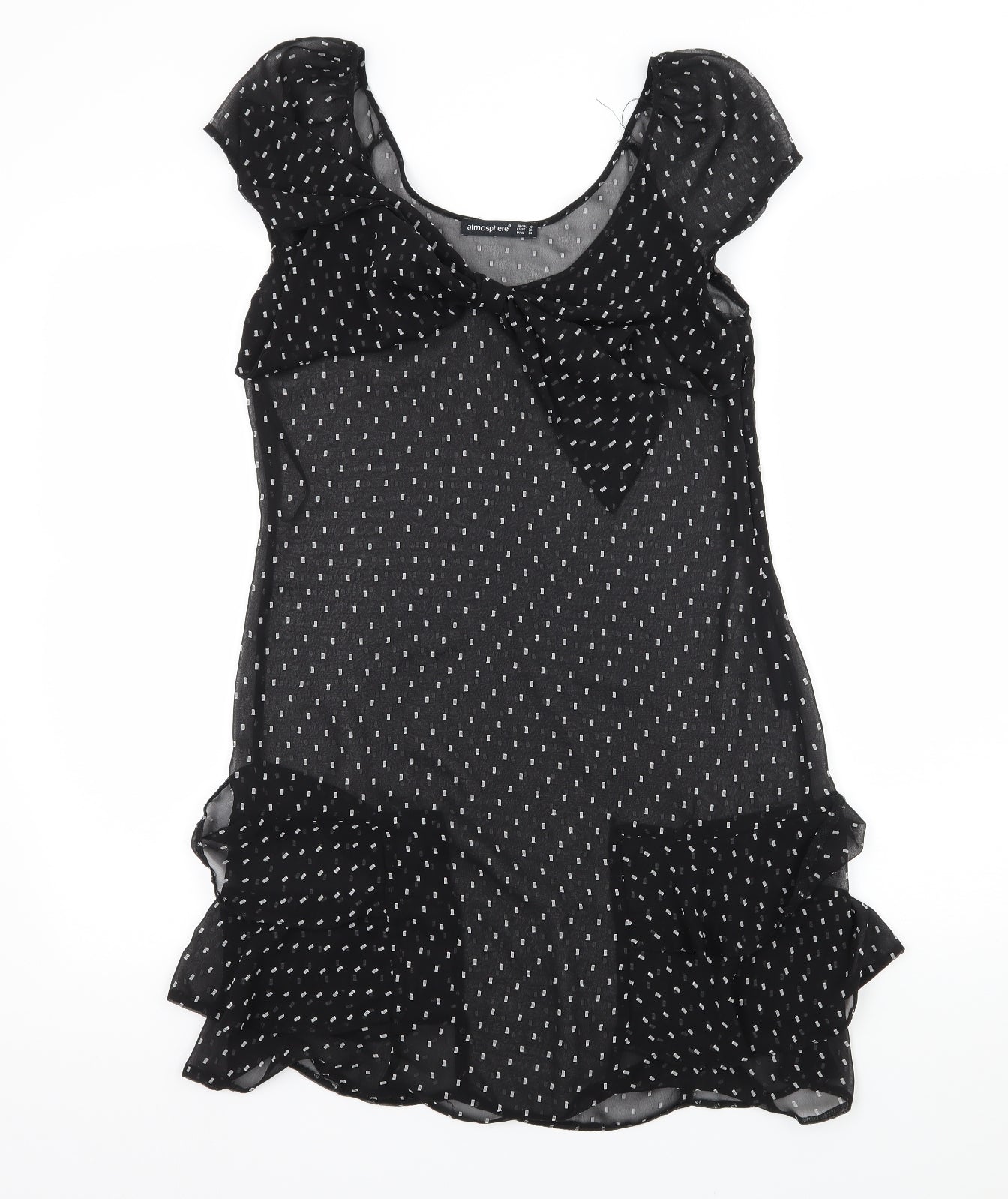 Atmosphere Womens Black Polka Dot Chiffon Slip Dress  Size 8