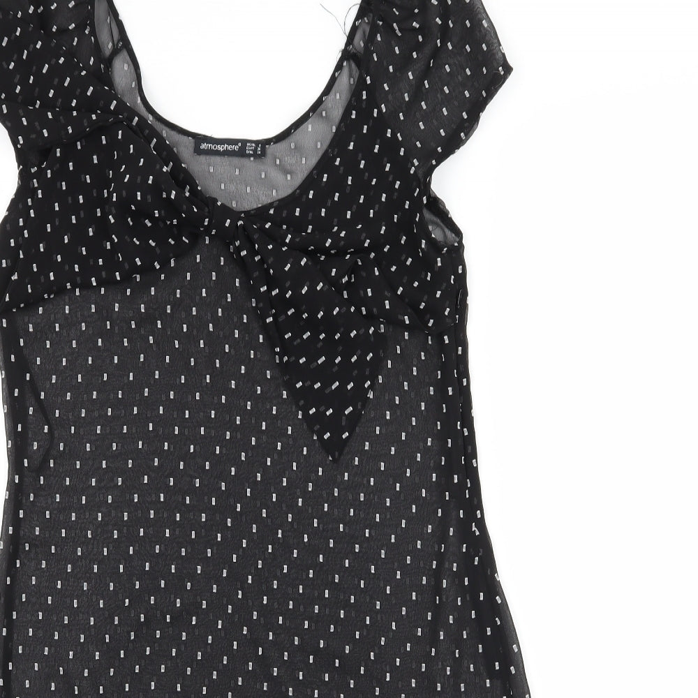 Atmosphere Womens Black Polka Dot Chiffon Slip Dress  Size 8