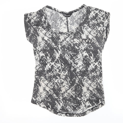 Internacionale Womens Grey Geometric Jersey Basic T-Shirt Size 8