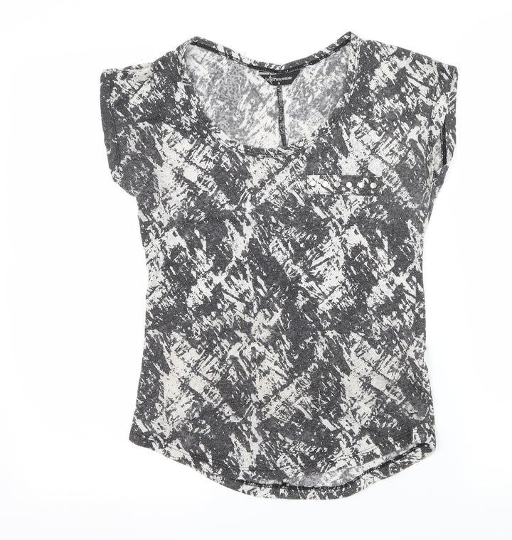 Internacionale Womens Grey Geometric Jersey Basic T-Shirt Size 8