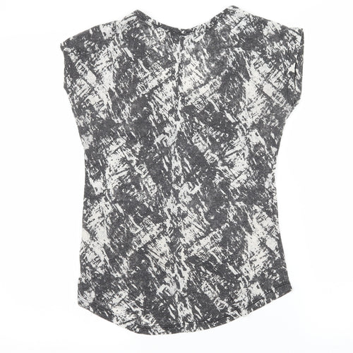 Internacionale Womens Grey Geometric Jersey Basic T-Shirt Size 8
