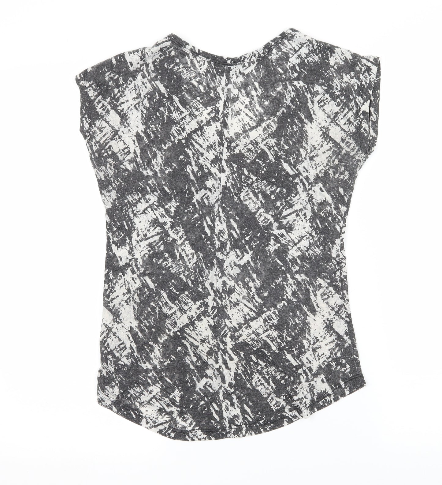 Internacionale Womens Grey Geometric Jersey Basic T-Shirt Size 8