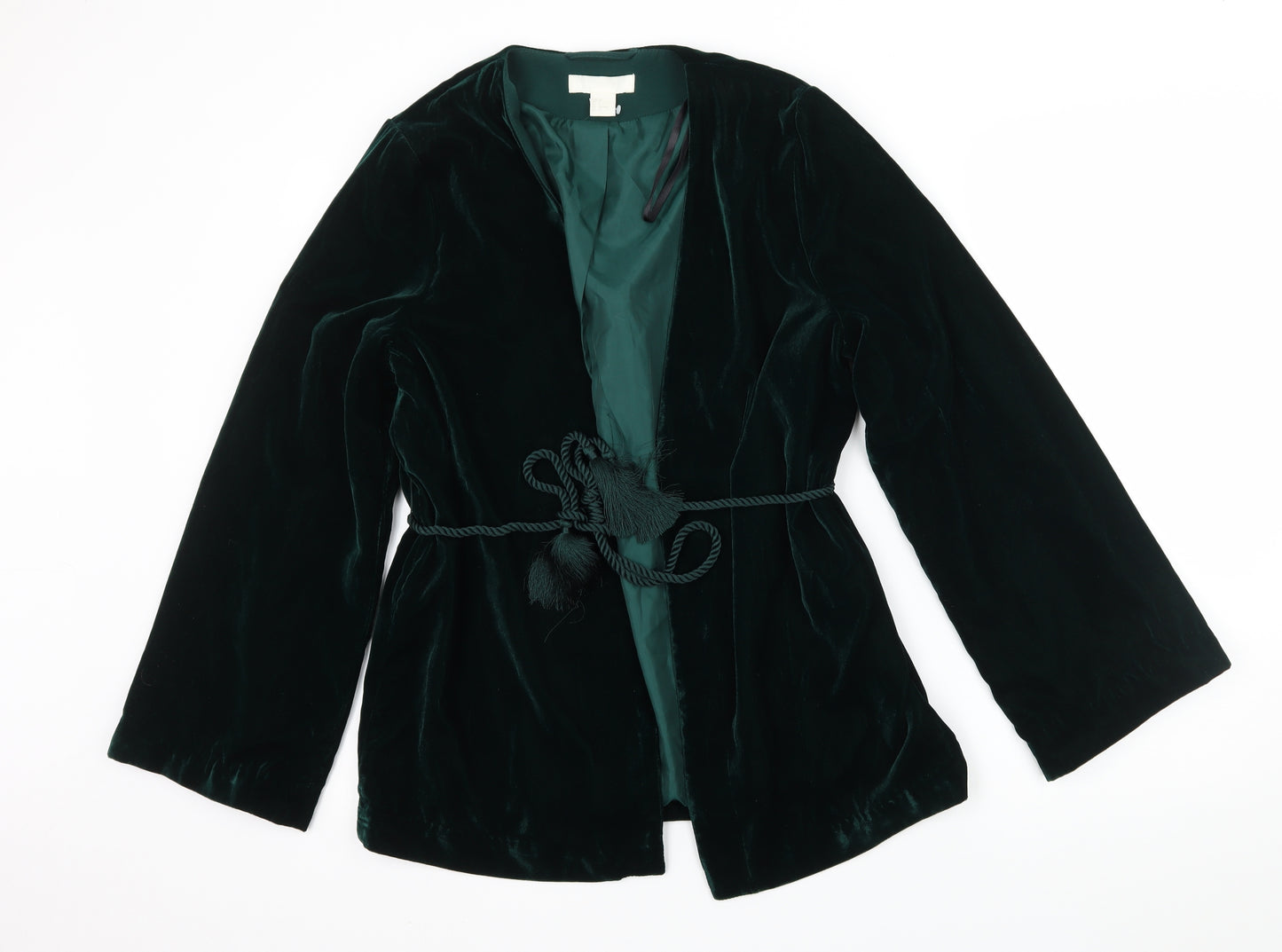 H&M Womens Green  Velvet Jacket Blazer Size 8