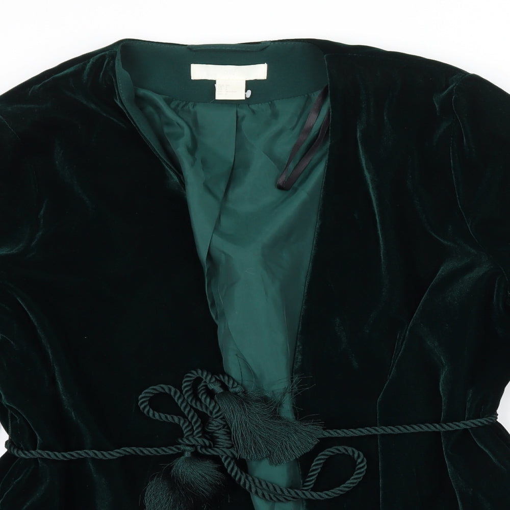 H&M Womens Green  Velvet Jacket Blazer Size 8