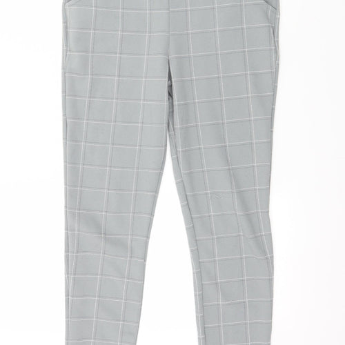 PRETTYLITTLETHING Womens Grey Check  Trousers  Size 10 L26 in