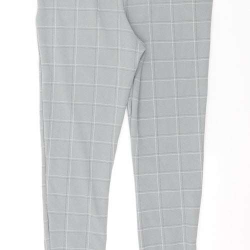 PRETTYLITTLETHING Womens Grey Check  Trousers  Size 10 L26 in