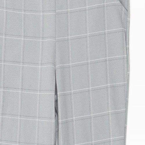 PRETTYLITTLETHING Womens Grey Check  Trousers  Size 10 L26 in