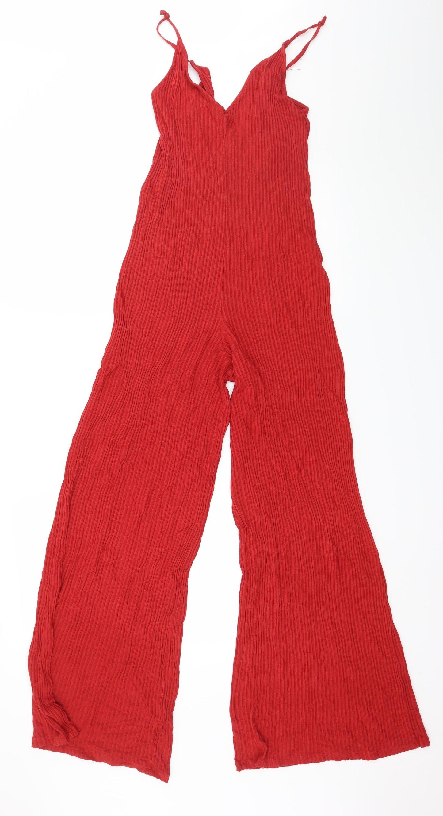 Zara Womens Red  Jersey Jumpsuit One-Piece Size S L28 in