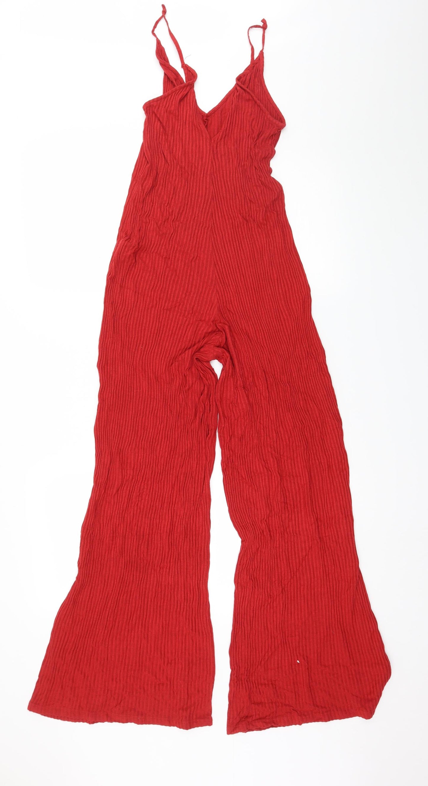 Zara Womens Red  Jersey Jumpsuit One-Piece Size S L28 in