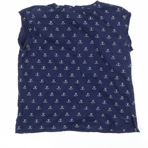 Pull&Bear Womens Blue Geometric Jersey Basic T-Shirt Size S  - Girls on Board