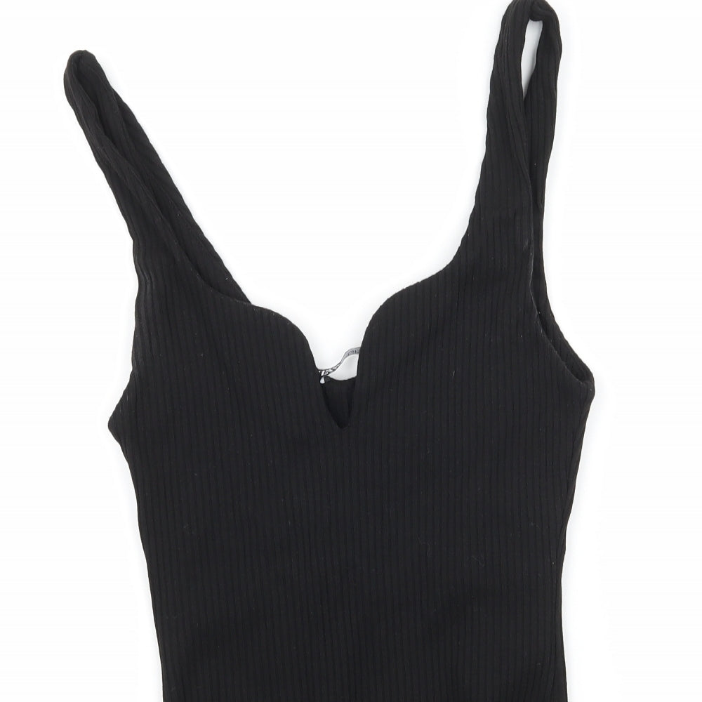 Zara Womens Black  Jersey Bodysuit One-Piece Size S