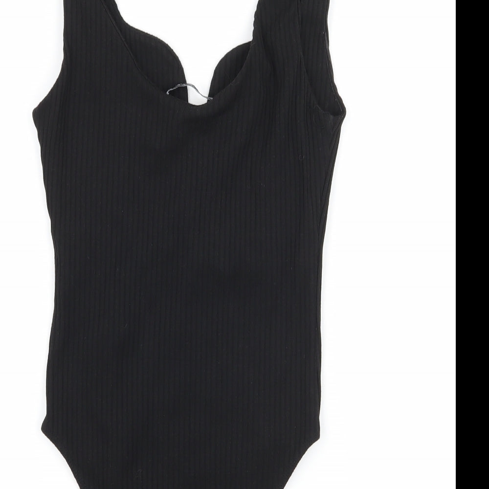 Zara Womens Black  Jersey Bodysuit One-Piece Size S
