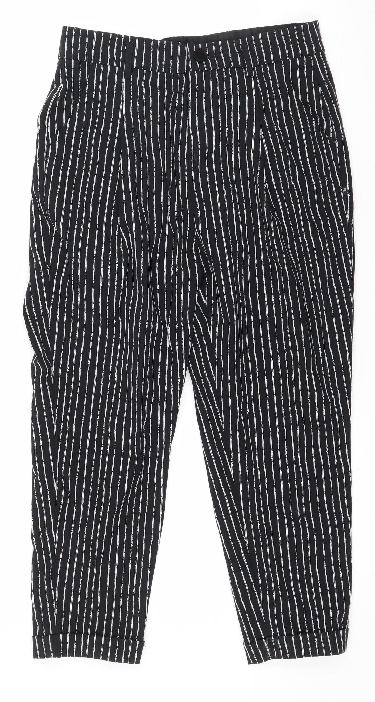 Preworn Womens Black Striped  Trousers  Size 27 in L24 in