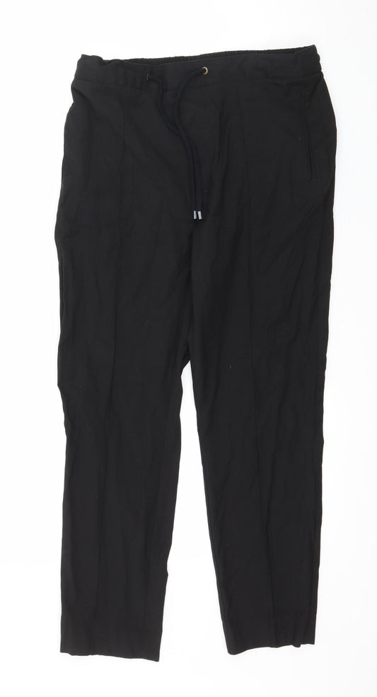 Front view of Albion men’s black trousers, size 34, in, 27-inch leg