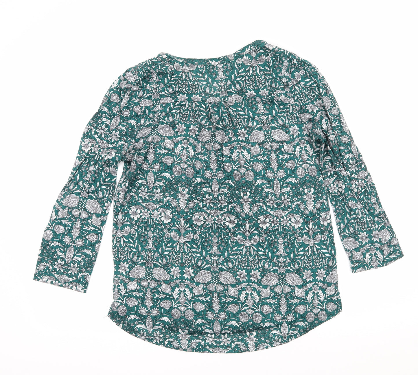 H&M Womens Green Paisley Jersey Basic T-Shirt Size XS