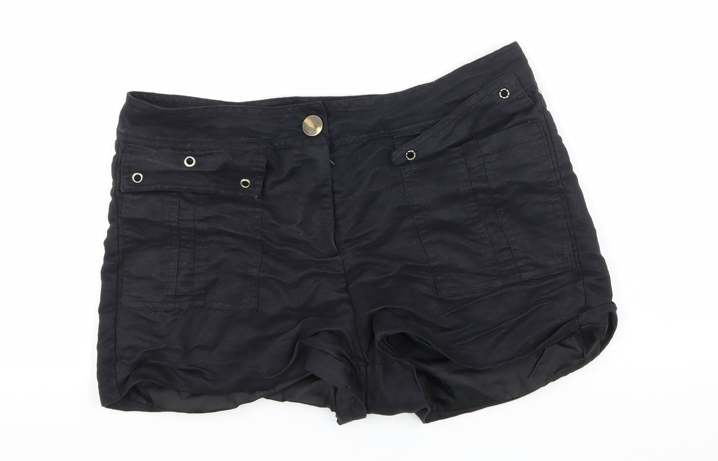 Preworn Womens Black  Velour Hot Pants Shorts Size M