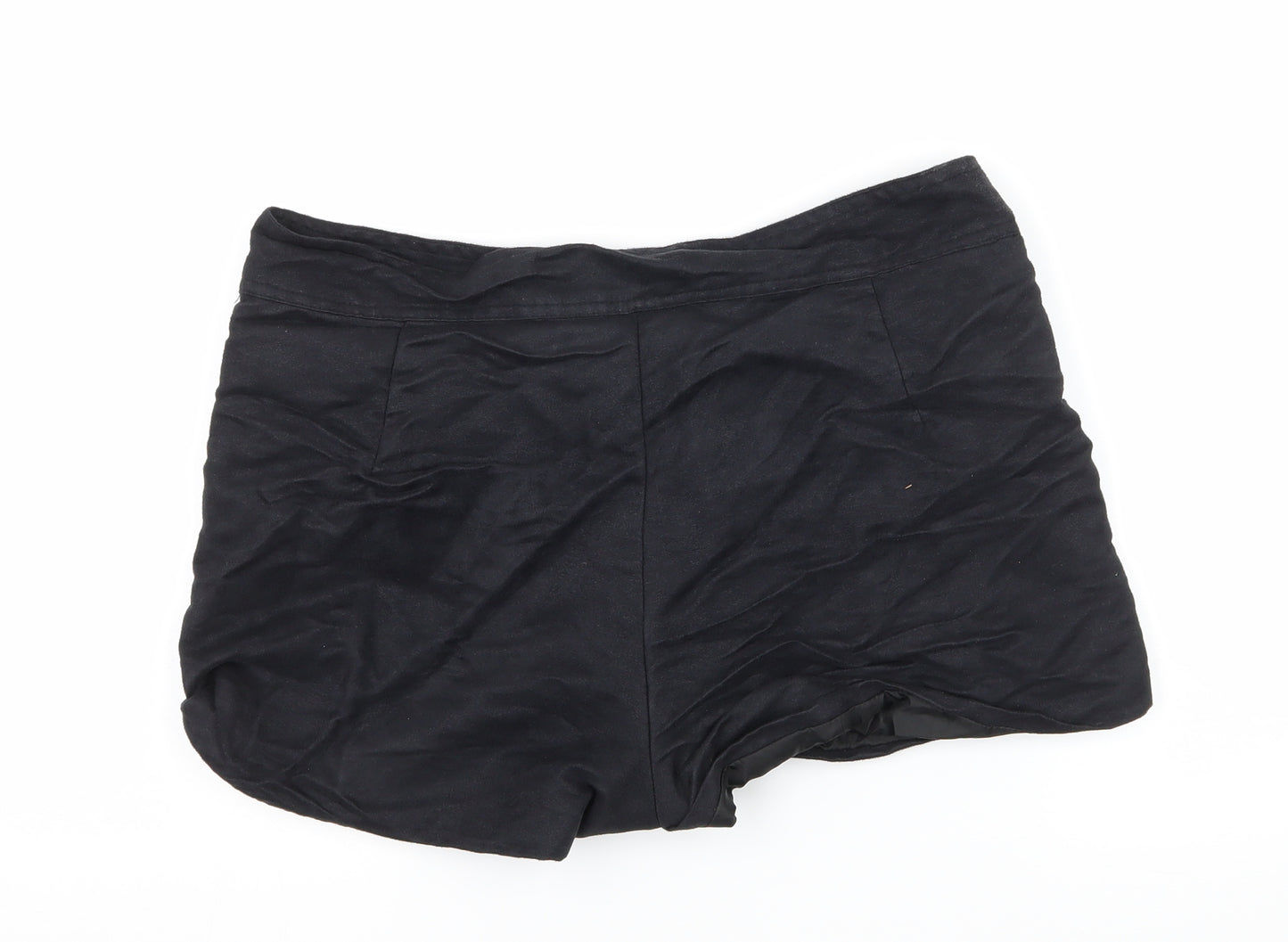 Preworn Womens Black  Velour Hot Pants Shorts Size M