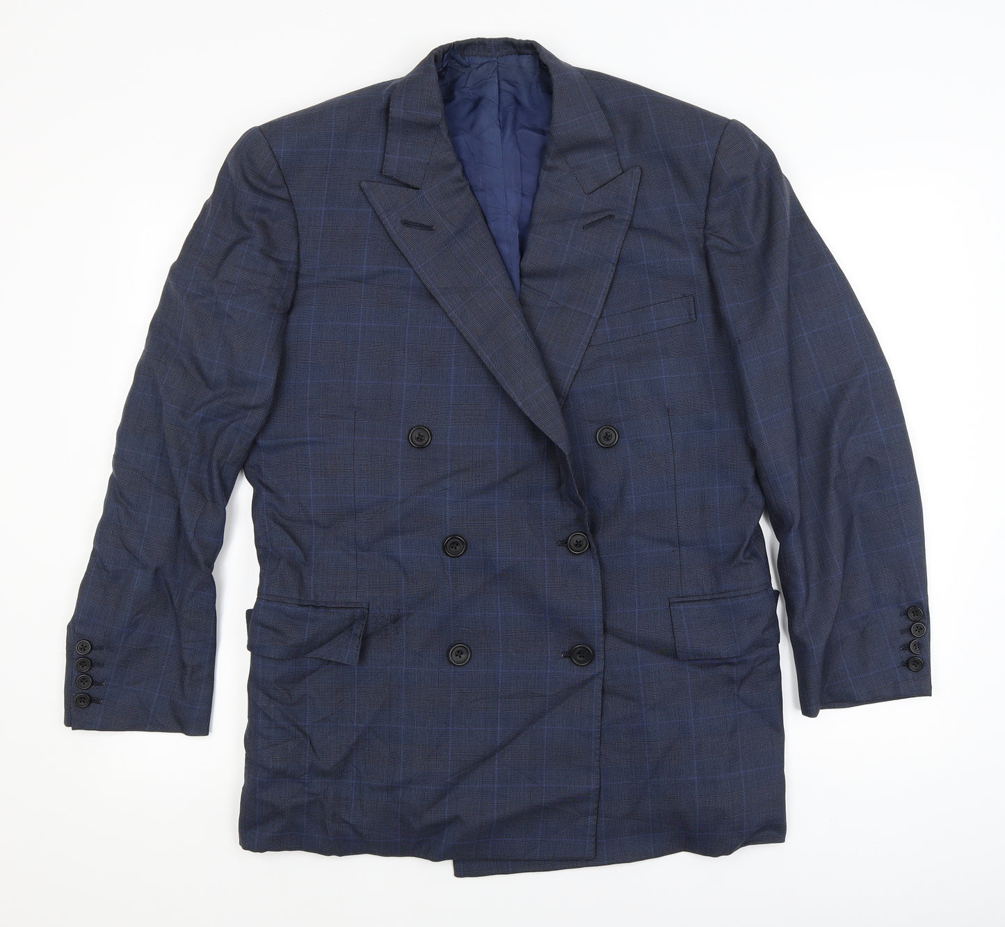 Gieves and Hawkes Mens Blue Check  Jacket Blazer Size L
