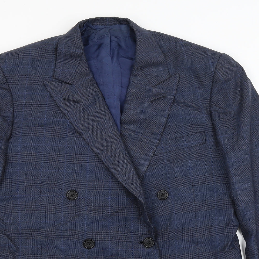 Gieves and Hawkes Mens Blue Check  Jacket Blazer Size L