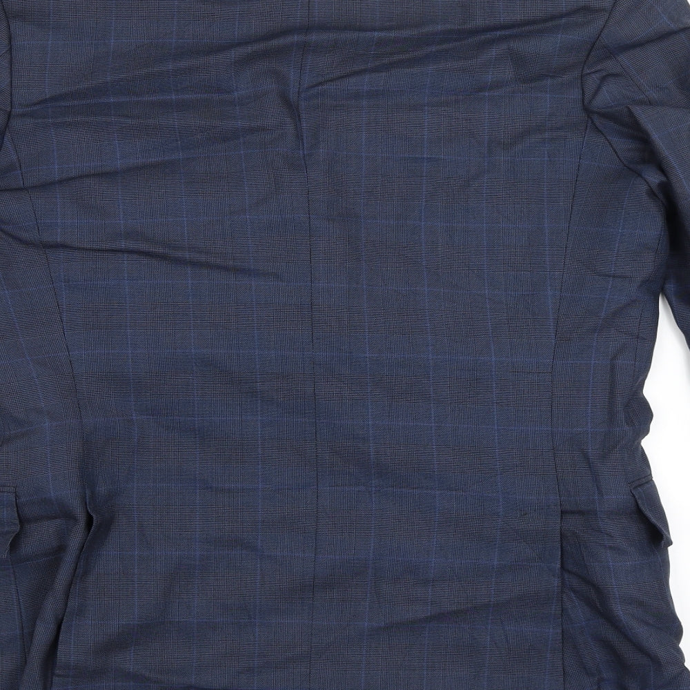 Gieves and Hawkes Mens Blue Check  Jacket Blazer Size L