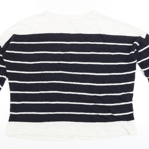 Phase Eight Womens White Striped  Pullover Jumper Size M