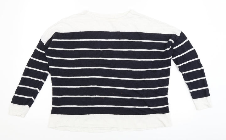 Phase Eight Womens White Striped  Pullover Jumper Size M