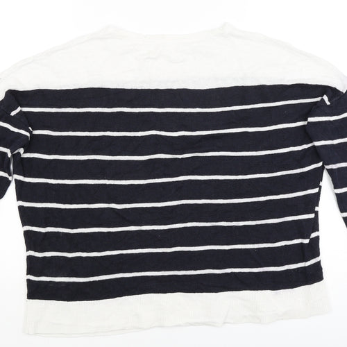 Phase Eight Womens White Striped  Pullover Jumper Size M