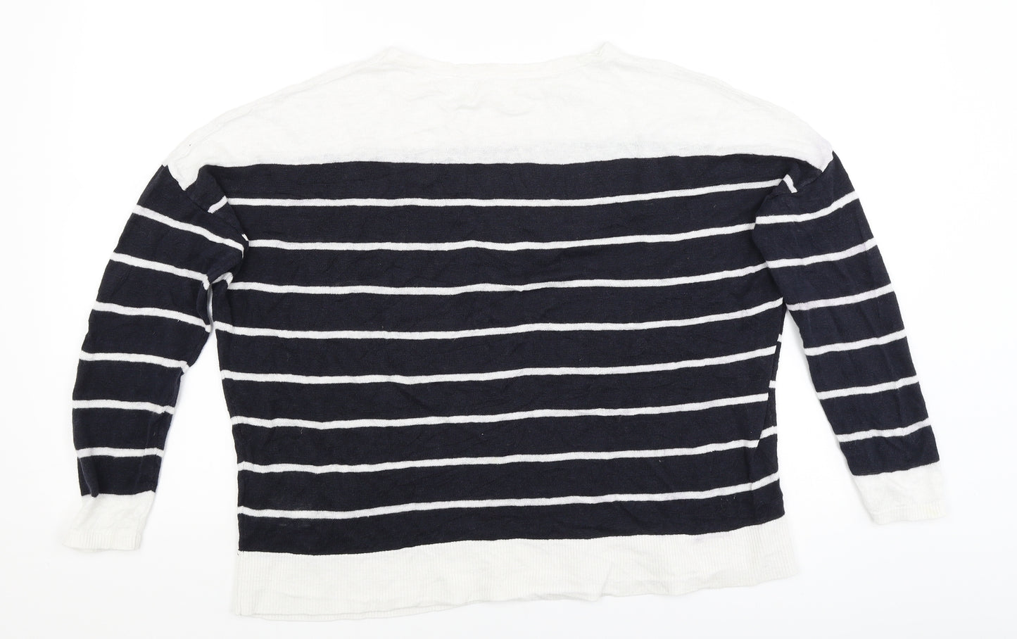 Phase Eight Womens White Striped  Pullover Jumper Size M