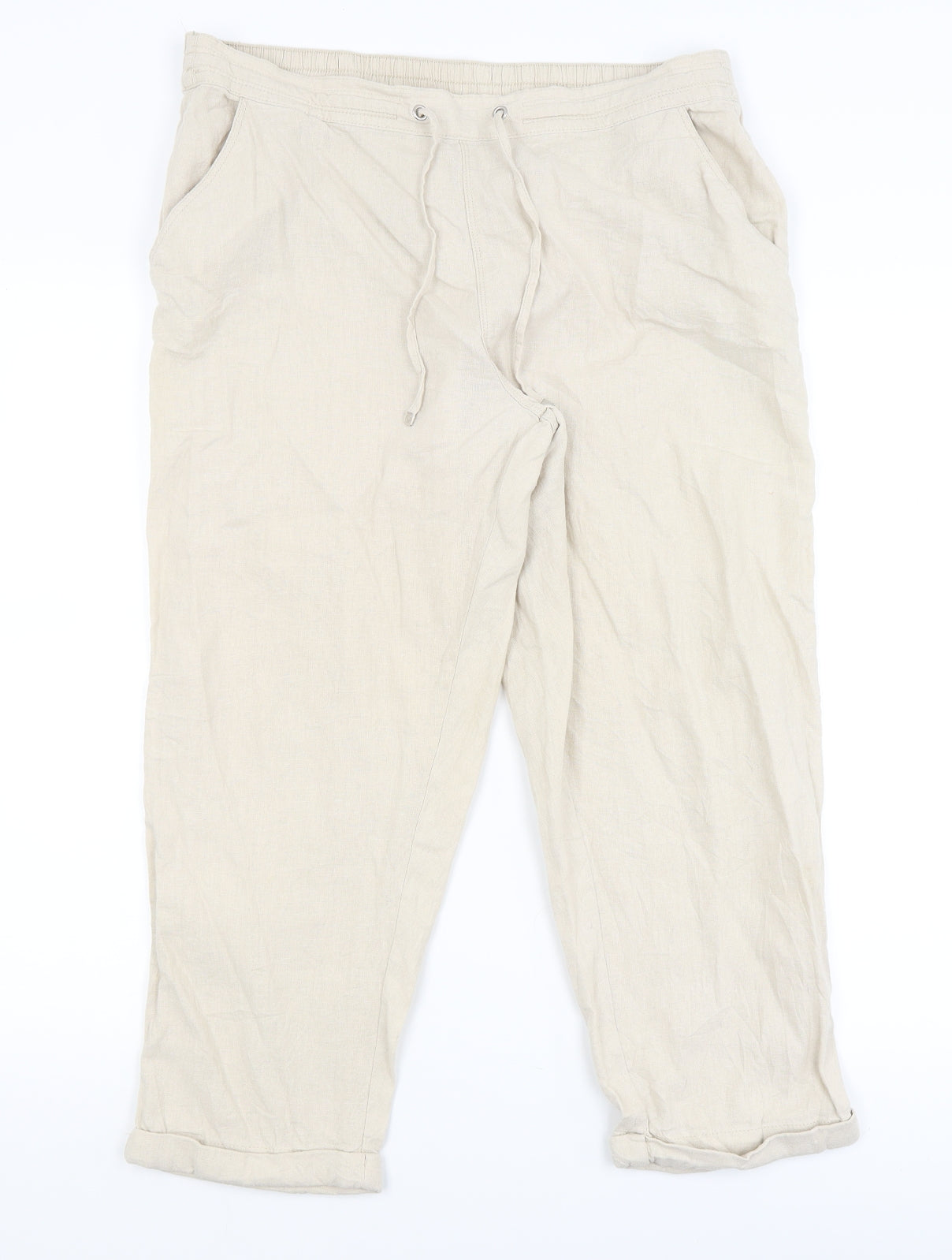 Peacocks Womens Ivory   Cropped Trousers Size 14 L22 in