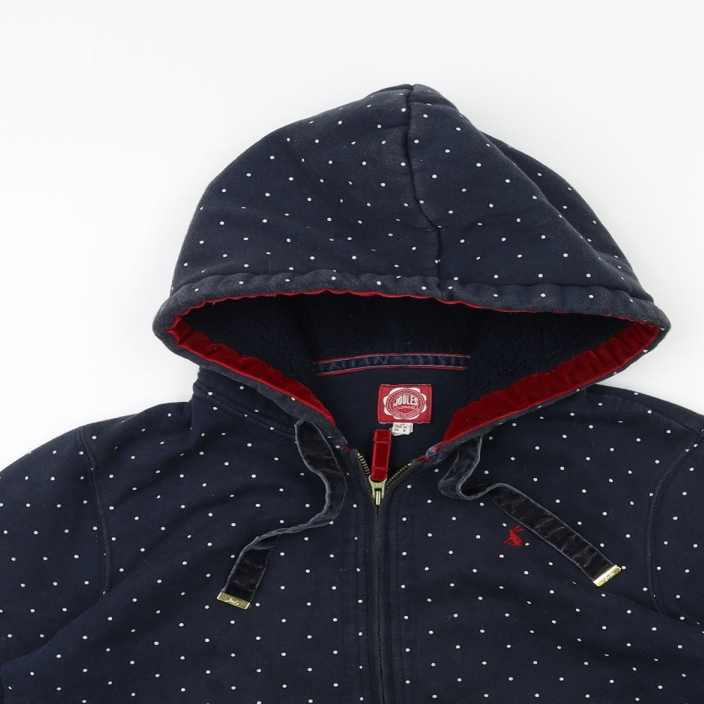 Joules Womens Blue Polka Dot  Full Zip Hoodie Size 12