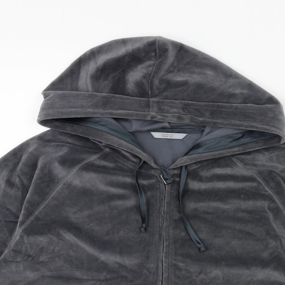 Marks and Spencer Womens Grey  Velour Full Zip Hoodie Size 18
