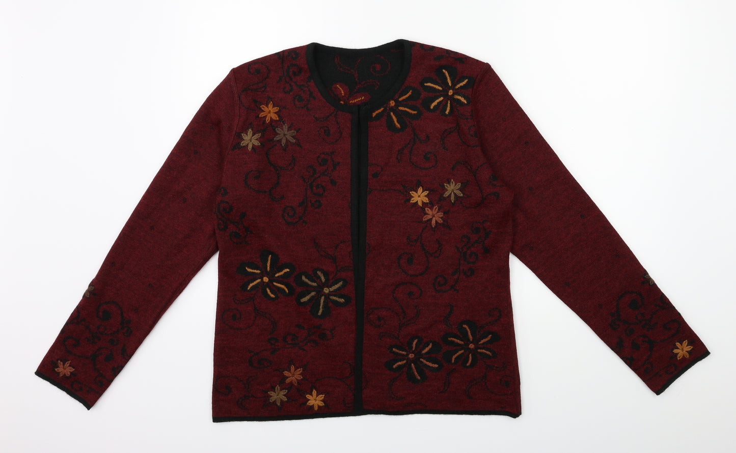 Preworn Womens Red Floral  Cardigan Jumper Size 16