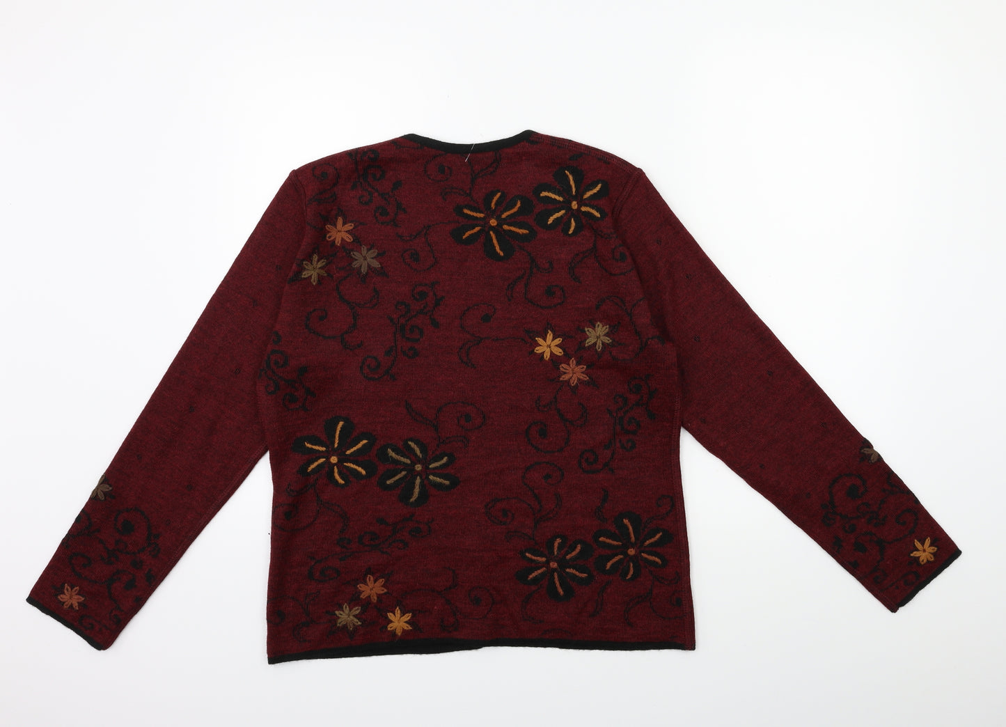 Preworn Womens Red Floral  Cardigan Jumper Size 16