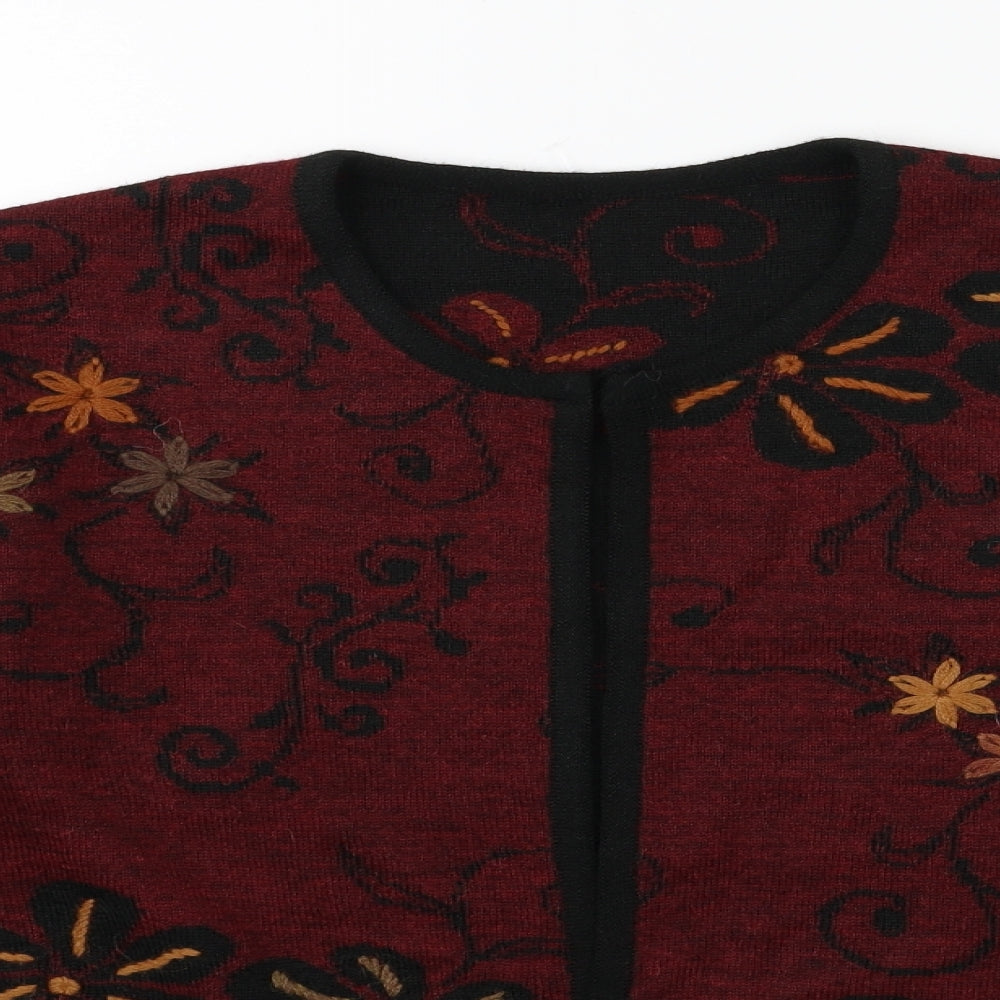 Preworn Womens Red Floral  Cardigan Jumper Size 16