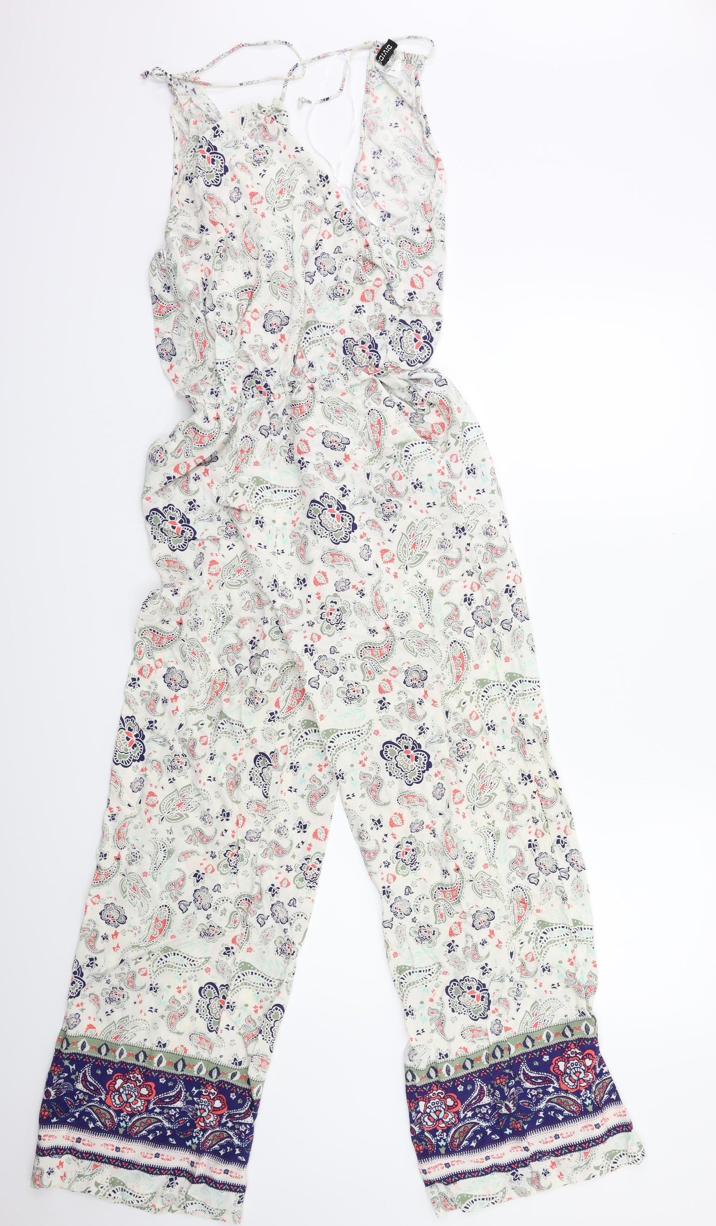 H&M Womens White Floral  Jumpsuit One-Piece Size 8