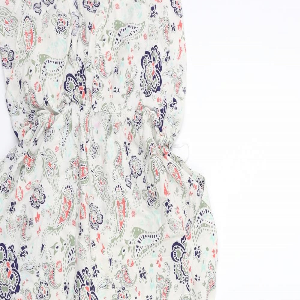 H&M Womens White Floral  Jumpsuit One-Piece Size 8