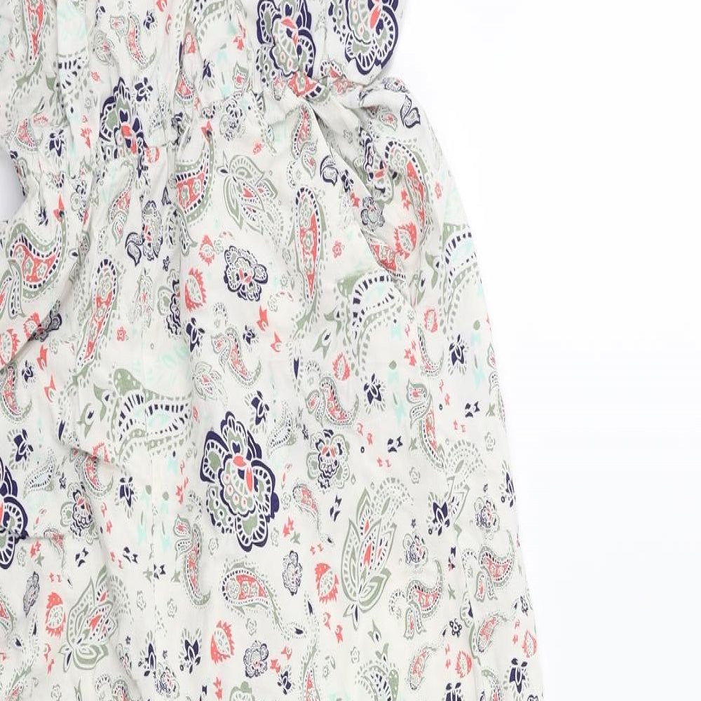 H&M Womens White Floral  Jumpsuit One-Piece Size 8