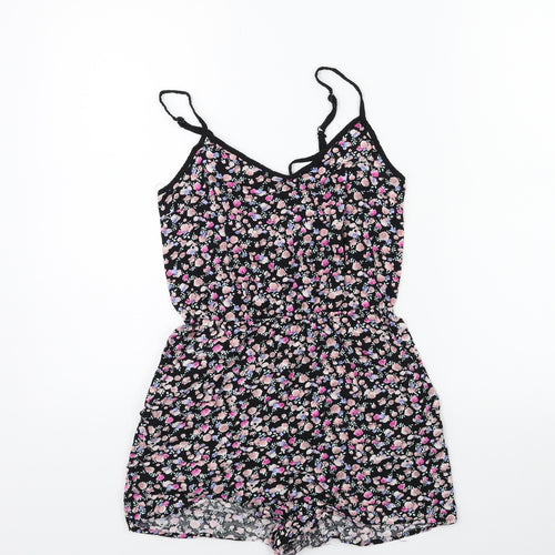 H&M Womens Pink Floral  Playsuit One-Piece Size 8