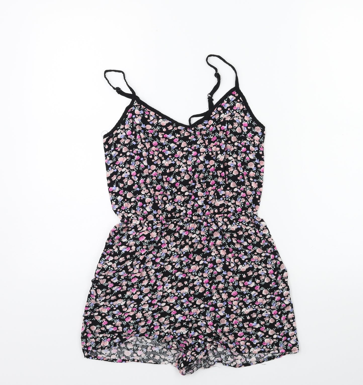H&M Womens Pink Floral  Playsuit One-Piece Size 8