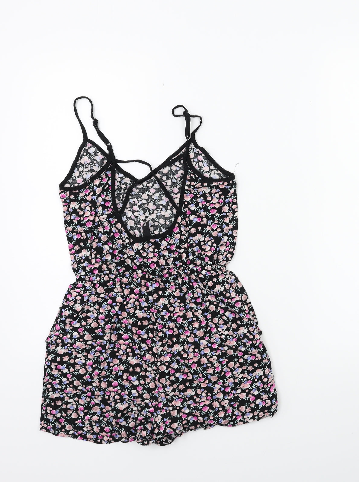 H&M Womens Pink Floral  Playsuit One-Piece Size 8