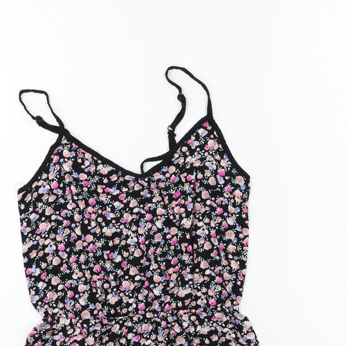 H&M Womens Pink Floral  Playsuit One-Piece Size 8