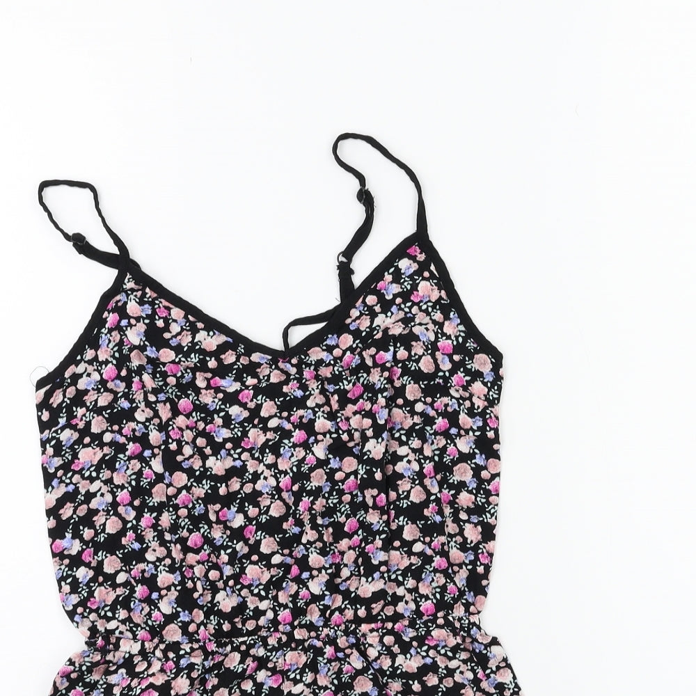 H&M Womens Pink Floral  Playsuit One-Piece Size 8
