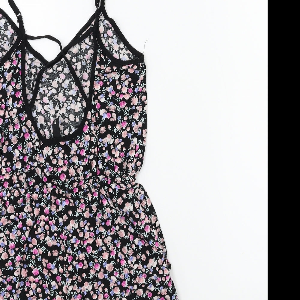 H&M Womens Pink Floral  Playsuit One-Piece Size 8
